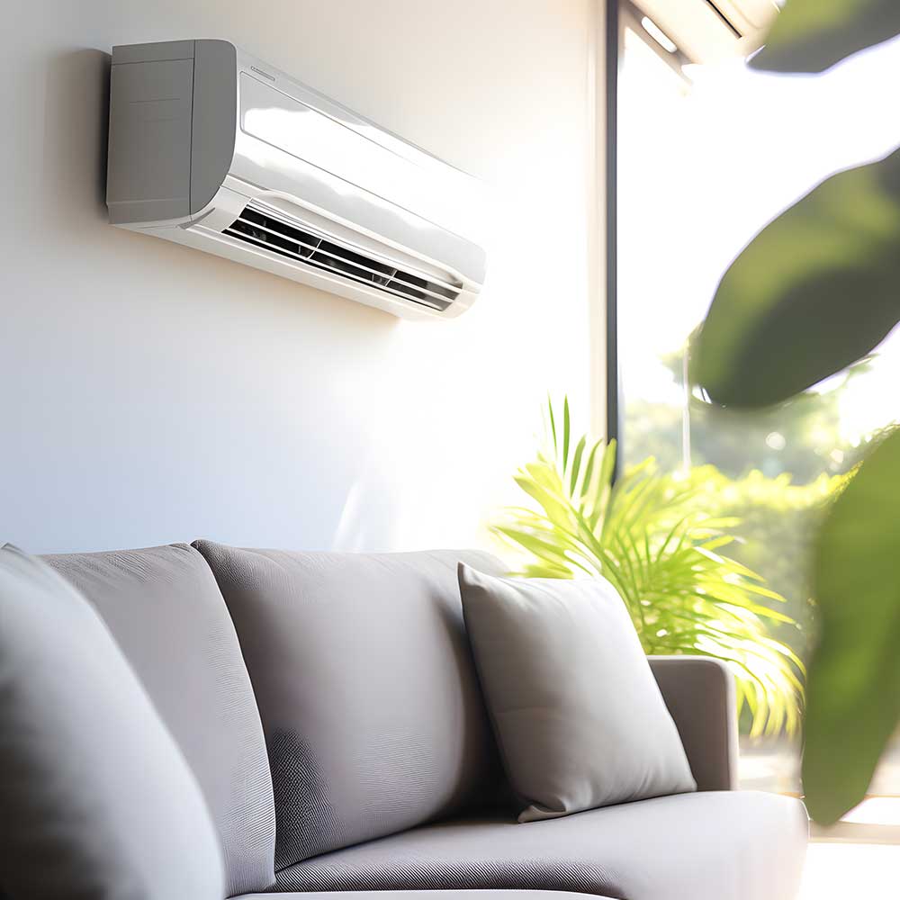 Energieeffiziente Klimaanlage in einem modernen Wohnzimmer